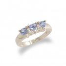 14K White Gold Trillion Cut Tanzanite and Diamond Ring