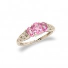 14K White Gold Diamond and Pink Sapphire Ring