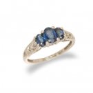 14K White Gold Diamond and Sapphire Ring