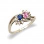 14K White Gold Diamond and Sapphire and Pink Sapphire Ring
