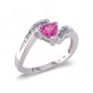 14K White Gold Diamond and Pink Sapphire Ring