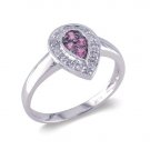 14K White Gold Diamond and Pink Sapphire Ring