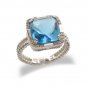 14K White Gold Blue Topaz and Diamond Ring