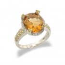 14K White Gold Citrine and Yellow Sapphire and Diamond Ring