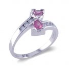 14K White Gold Diamond and Pink Sapphire Ring