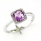 14K White Gold Diamond and Amethyst Ring