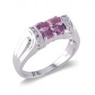 14K White Gold Diamond and Pink Sapphire Ring