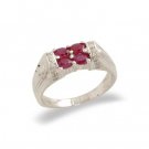 14K White Gold Diamond and Ruby Ring