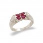 14K White Gold Diamond and Ruby Ring