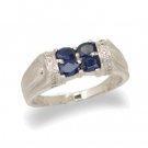 14K White Gold Diamond and Sapphire Ring
