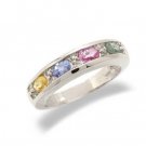 14K White Gold Diamond and Multi Gemstone Ring