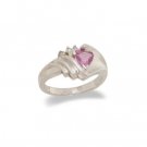 14K White Gold Pink Sapphire and Diamond Ring