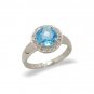 14K White Gold Diamond and Blue Topaz Ring