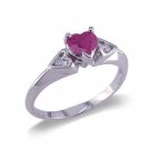14K Gold Heart Ruby and Diamond Ring