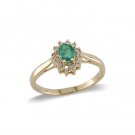 14K Yellow Gold Emerald and Diamond Ring