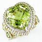 14K Yellow Gold Diamond And Lemon Quartz Heart Ring