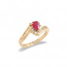 14K Yellow Gold Pear Shaped Ruby and Diamond Ring