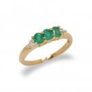14K Gold Diamond and Emerald Ring