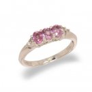 14K Gold Diamond and Pink Sapphire Ring
