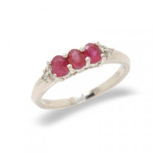 14K Gold Diamond and Ruby Ring