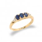 14K Gold Diamond and Sapphire Ring