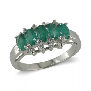 14K Gold Emerald and Diamond Ring