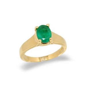 14K Gold Oval Emerald Ring