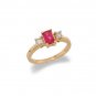 14K Gold Three Stone Ruby and Diamond Ring