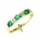 14K Gold Diamond and Emerald Ring