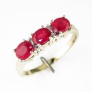 14K Gold Diamond and Three Stone Ruby Ring