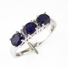 14K Gold Diamond and Three Stone Sapphire Ring