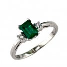 14K Gold Diamond and Emerald Ring