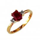 14K Gold Diamond and Ruby Ring
