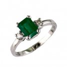 14K Gold Diamond and Emerald Ring