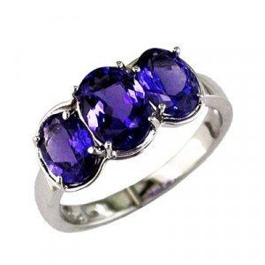 14K Gold Three Stone Ruby Ring