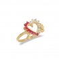 14K Gold Diamond and Ruby Heart Shaped Ring