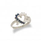 14K Gold Diamond and Sapphire Heart Shaped Ring