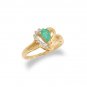 14K Gold Emerald and Diamond Heart Shaped Ring