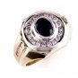 Men's 14K Two Tone Diamond and Sapphire Ring