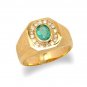 14K Yellow Gold Mens Emerald and Diamond Ring