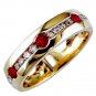 Mens 14K Diamond and Ruby Ring