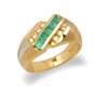 14K Gold Mens Emerald and Diamond Ring