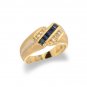 14K Gold Mens Sapphire and Diamond Ring