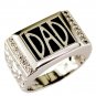 Mens 925 Sterling Silver Diamond and Onyx Dad Ring