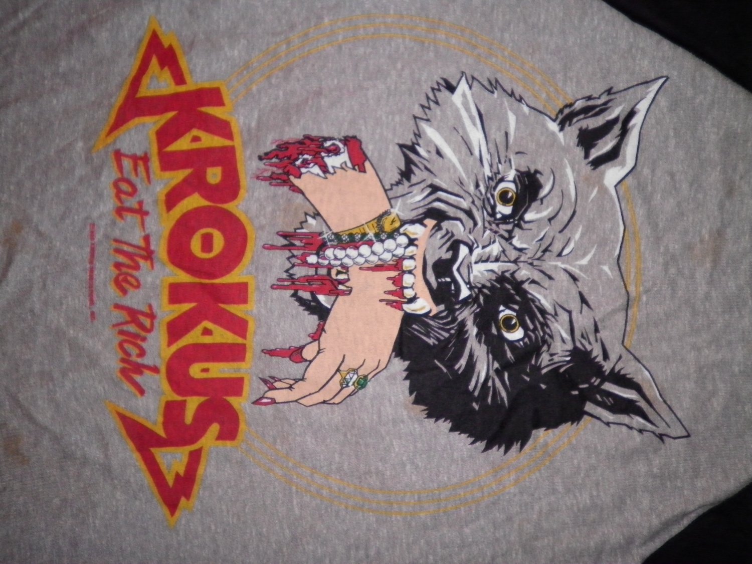 KROKUS SHIRT Headhunter World Tour 1983 eat the rich wolf JERSEY M