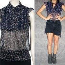 Blue Chiffon Ruffle Top