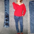 Blue Washed Denim Skinny with Bottom Buttons