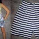 Vintage Blue & White Striped High-waist Shorts with Gathered Waist