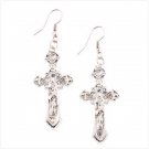 39516 Silver-Tone Crucifix Earrings