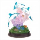 38031 Dolphins on Wood Base with LED Lights